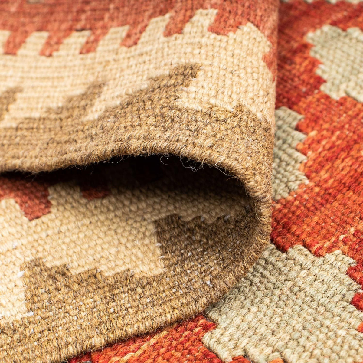 Biegacz Dywan Kelim - Orientalny - 198 x 74 cm - jasna czerwień