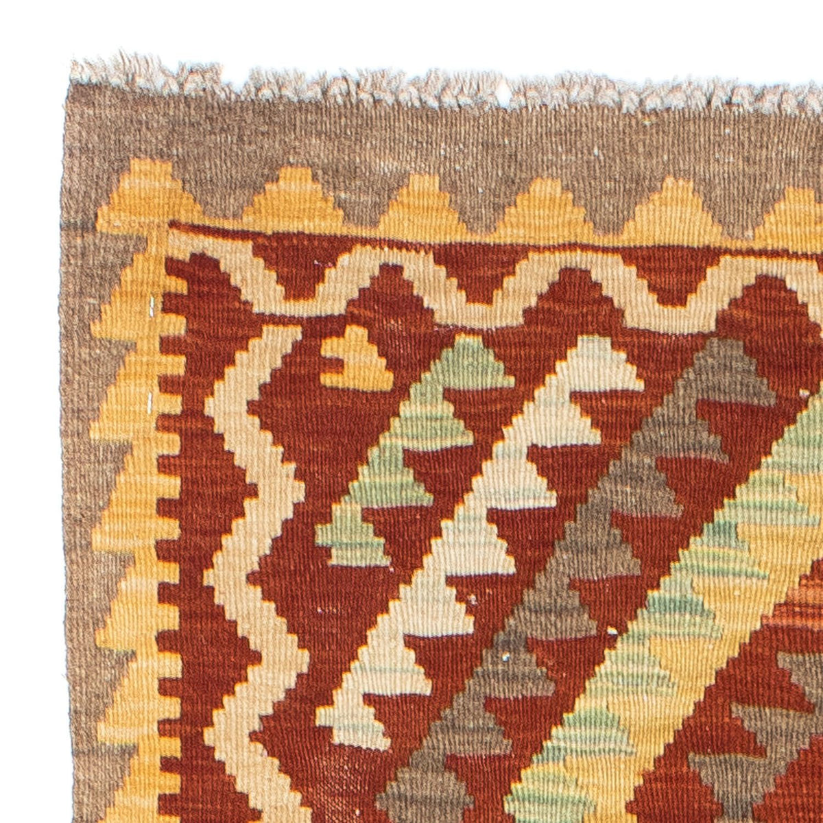 Biegacz Dywan Kelim - Orientalny - 214 x 82 cm - rdza