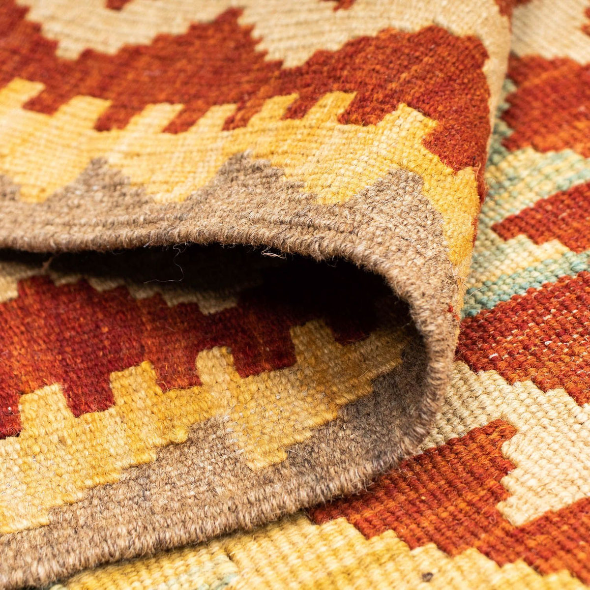 Biegacz Dywan Kelim - Orientalny - 214 x 82 cm - rdza