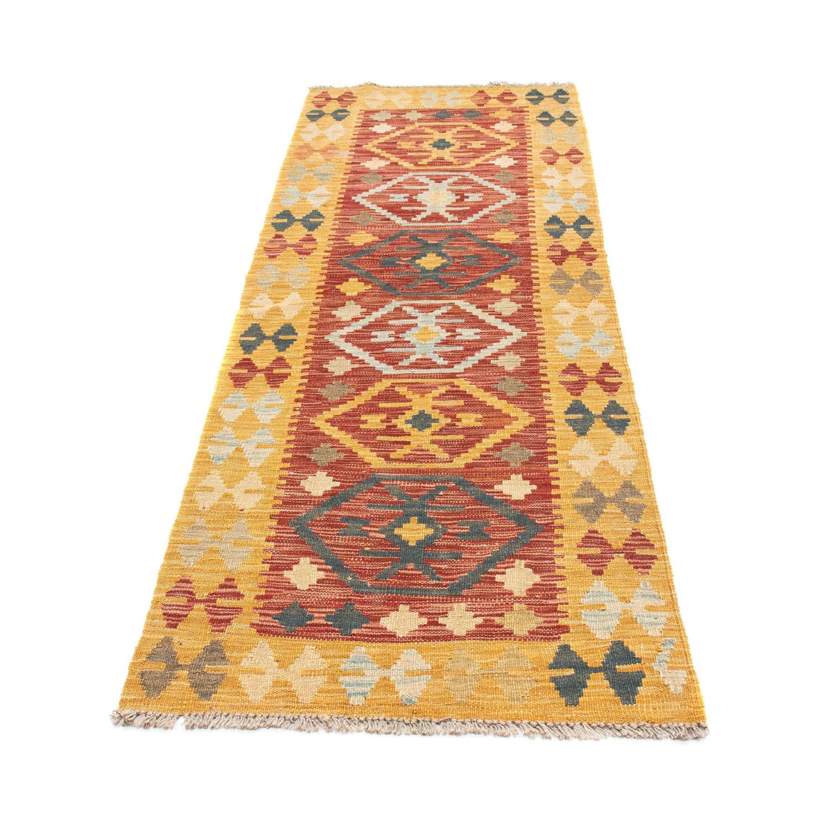 Biegacz Dywan Kelim - Orientalny - 202 x 72 cm - wielokolorowy