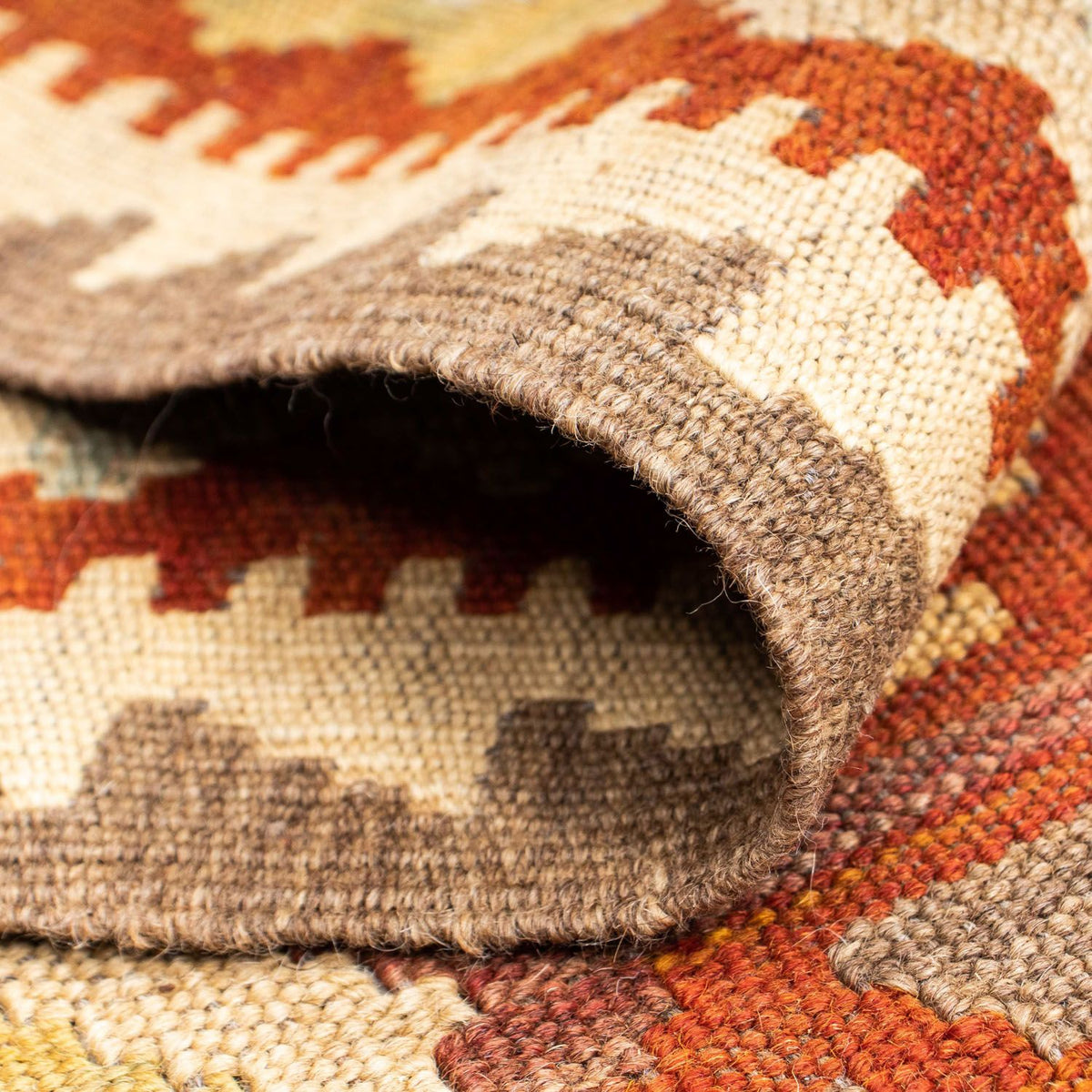 Biegacz Dywan Kelim - Orientalny - 195 x 65 cm - rdza