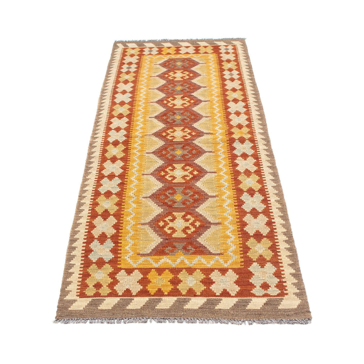 Biegacz Dywan Kelim - Orientalny - 195 x 65 cm - rdza