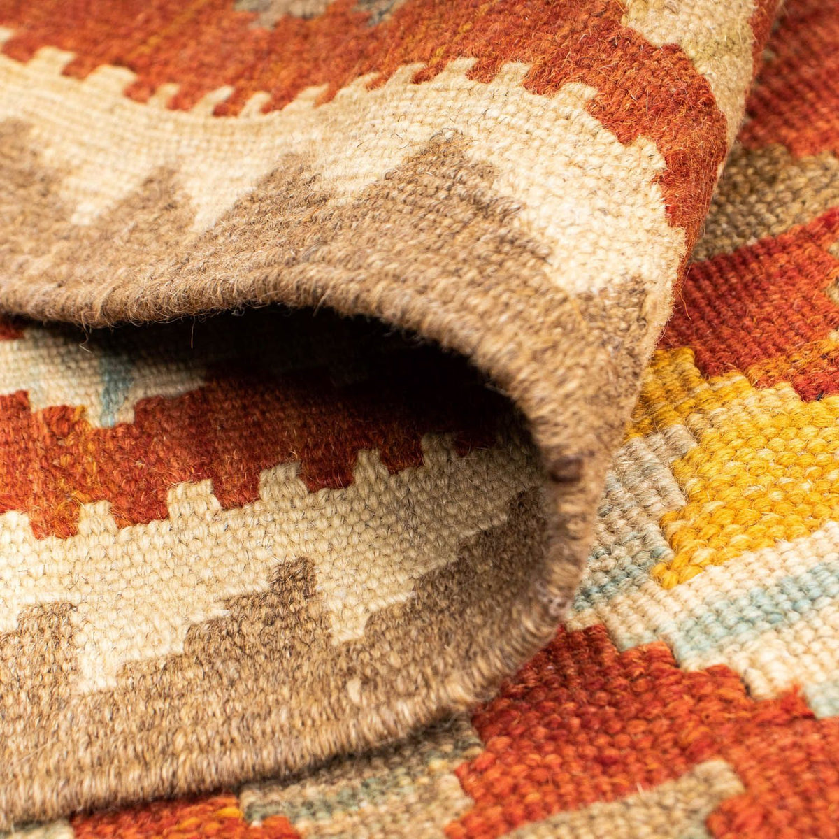 Biegacz Dywan Kelim - Orientalny - 192 x 76 cm - rdza