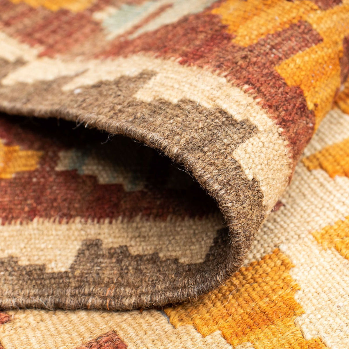 Biegacz Dywan Kelim - Orientalny - 194 x 63 cm - beżowy