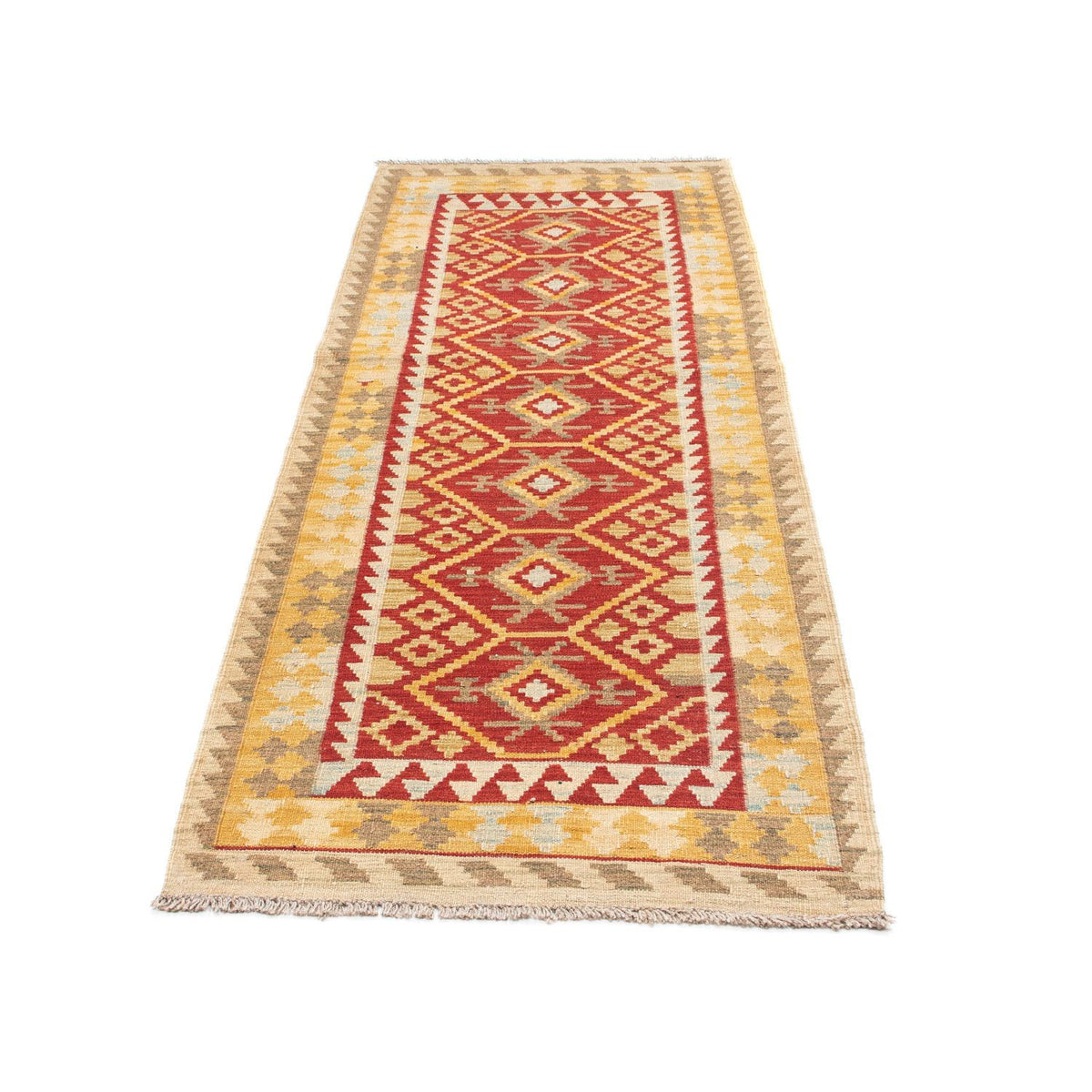 Biegacz Dywan Kelim - Orientalny - 203 x 71 cm - czerwony