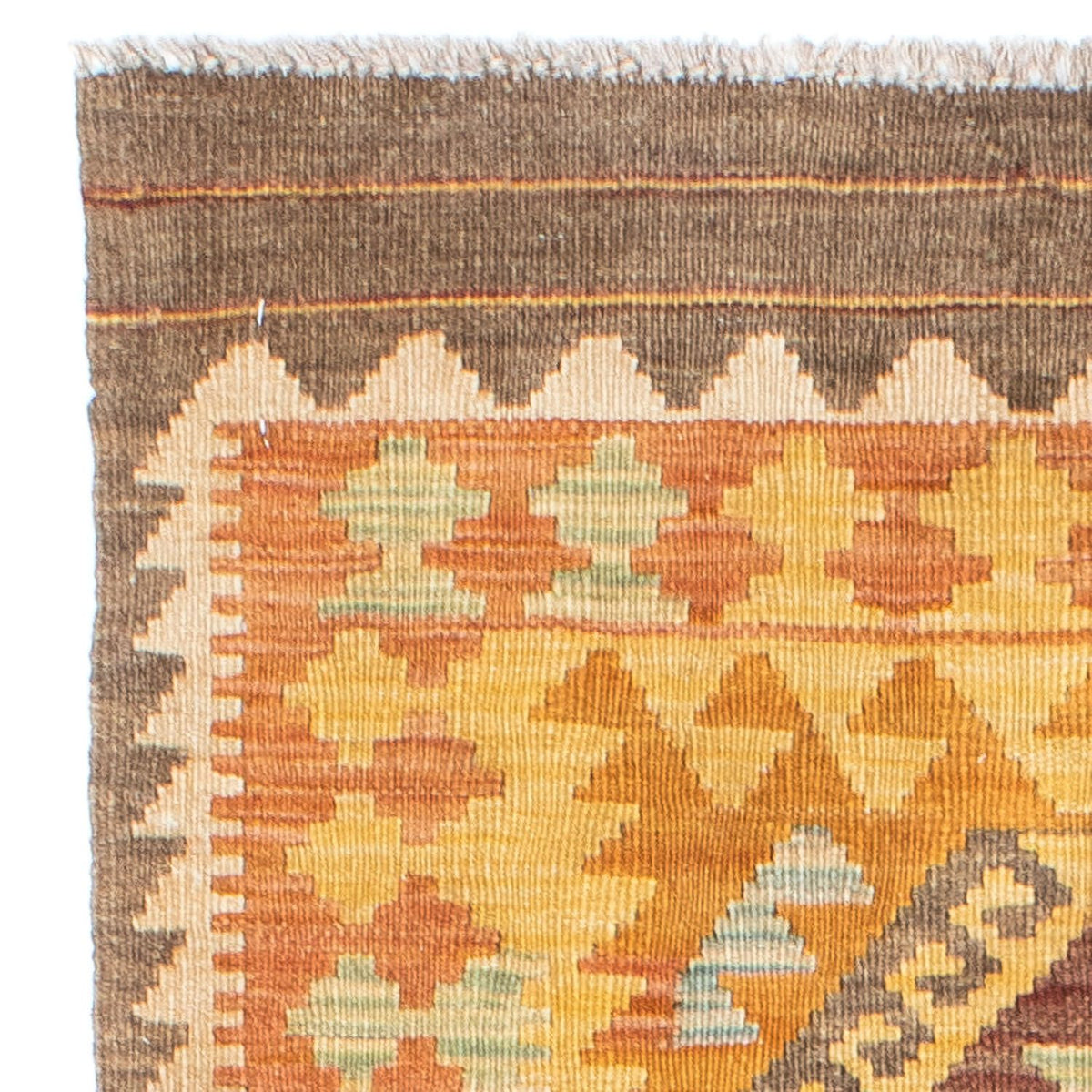 Biegacz Dywan Kelim - Orientalny - 209 x 71 cm - złoto