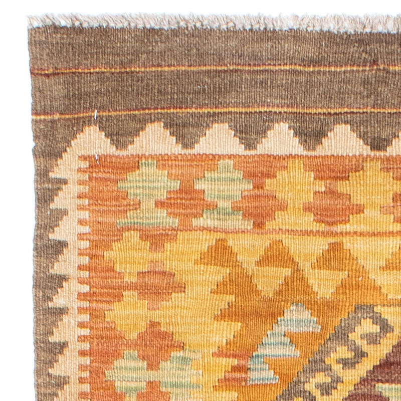 Biegacz Dywan Kelim - Orientalny - 209 x 71 cm - złoto