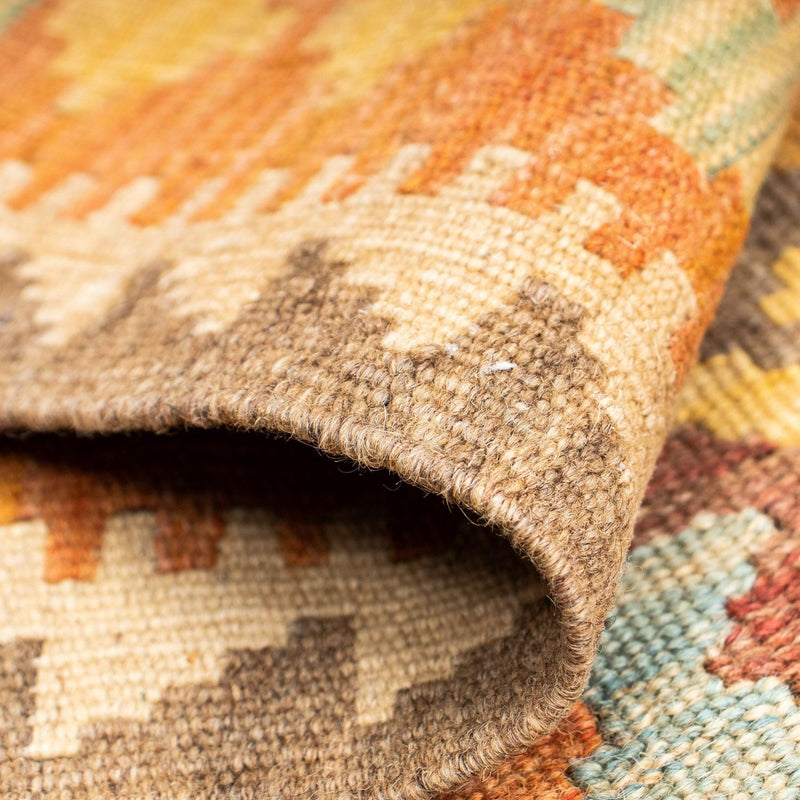 Biegacz Dywan Kelim - Orientalny - 209 x 71 cm - złoto