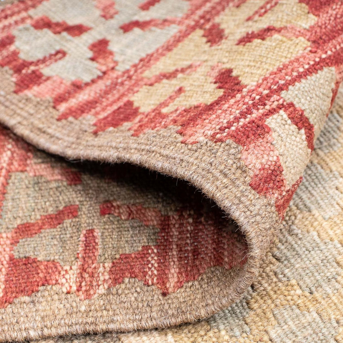 Biegacz Dywan Kelim - Splash - 207 x 66 cm - jasna czerwień