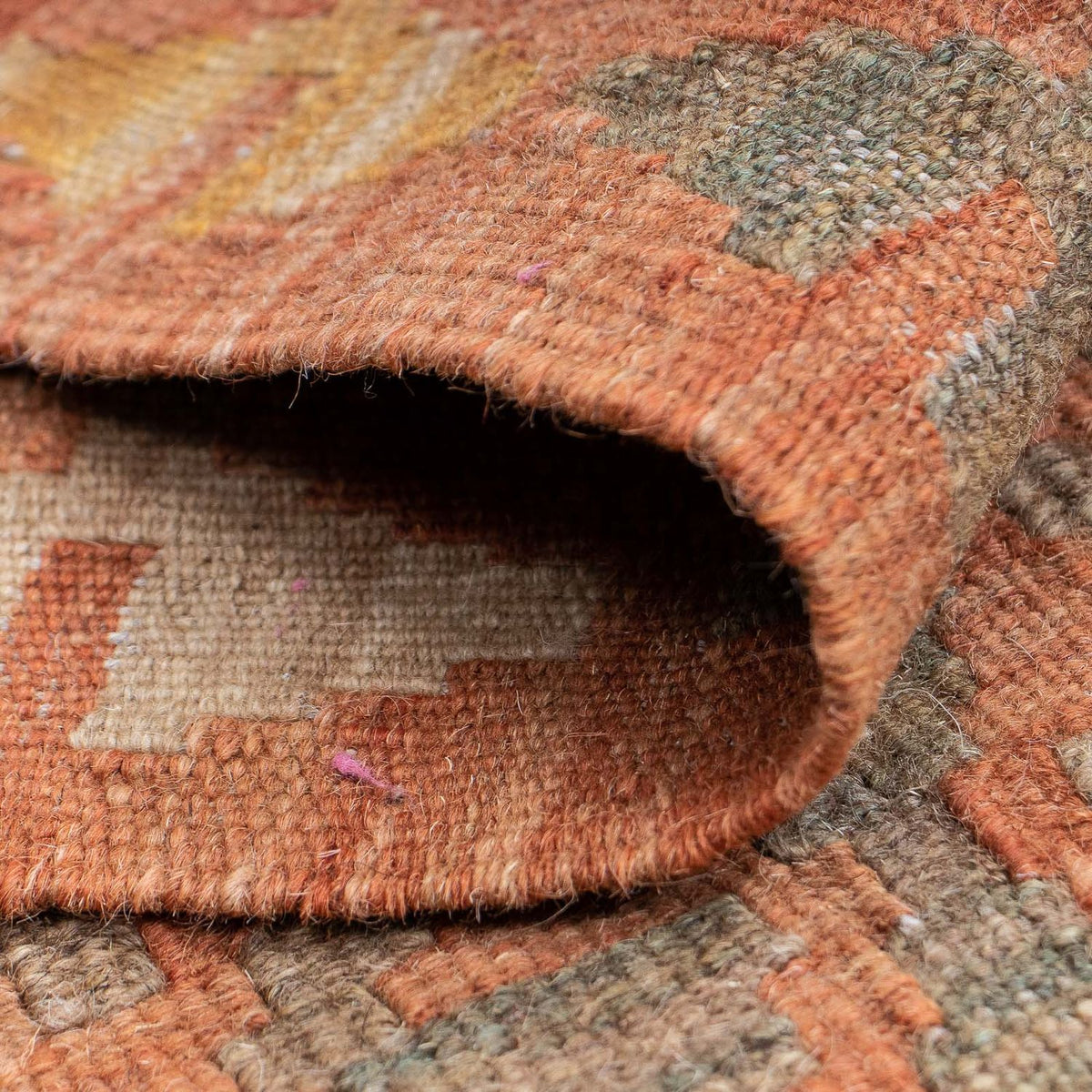 Biegacz Dywan Kelim - Splash - 206 x 61 cm - rdza