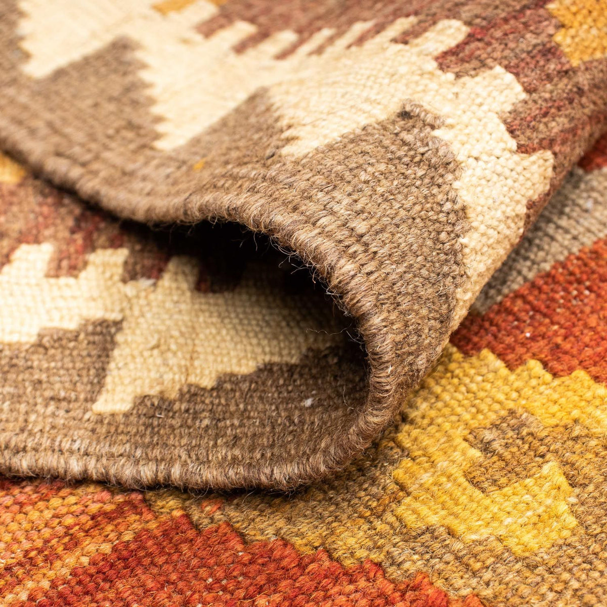 Biegacz Dywan Kelim - Orientalny - 203 x 64 cm - jasnobrązowy