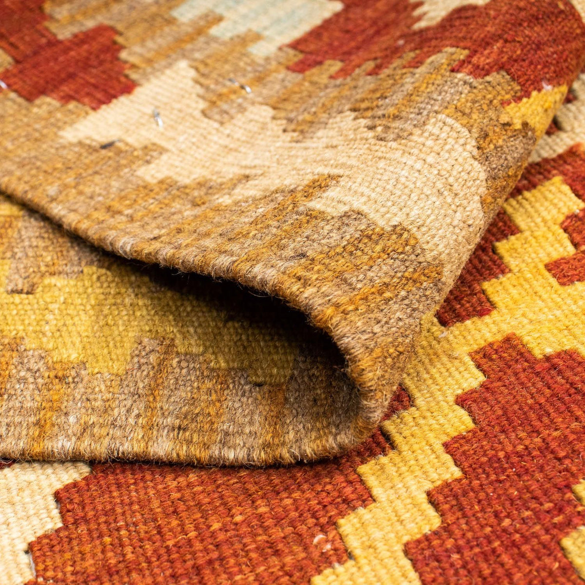 Biegacz Dywan Kelim - Orientalny - 206 x 73 cm - rdza