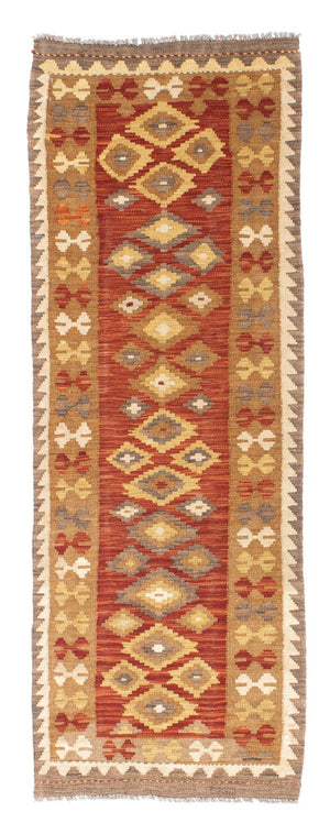 Biegacz Dywan Kelim - Orientalny - 194 x 67 cm - rdza