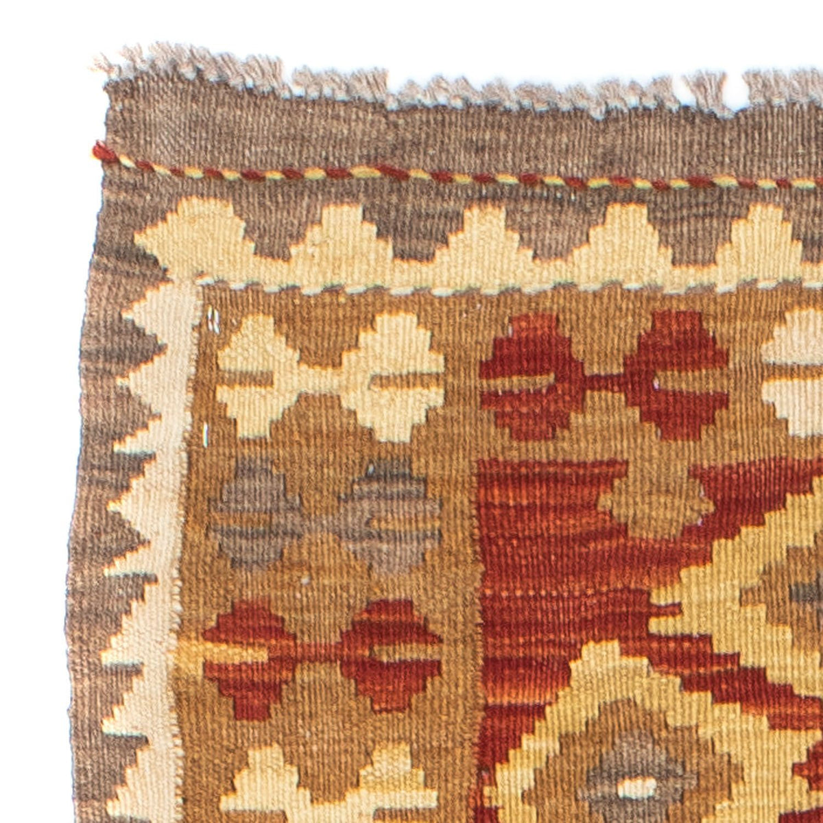 Biegacz Dywan Kelim - Orientalny - 194 x 67 cm - rdza