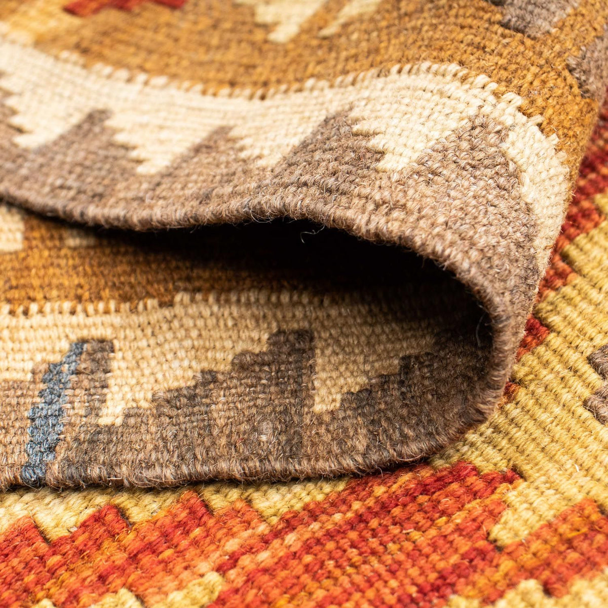 Biegacz Dywan Kelim - Orientalny - 194 x 67 cm - rdza