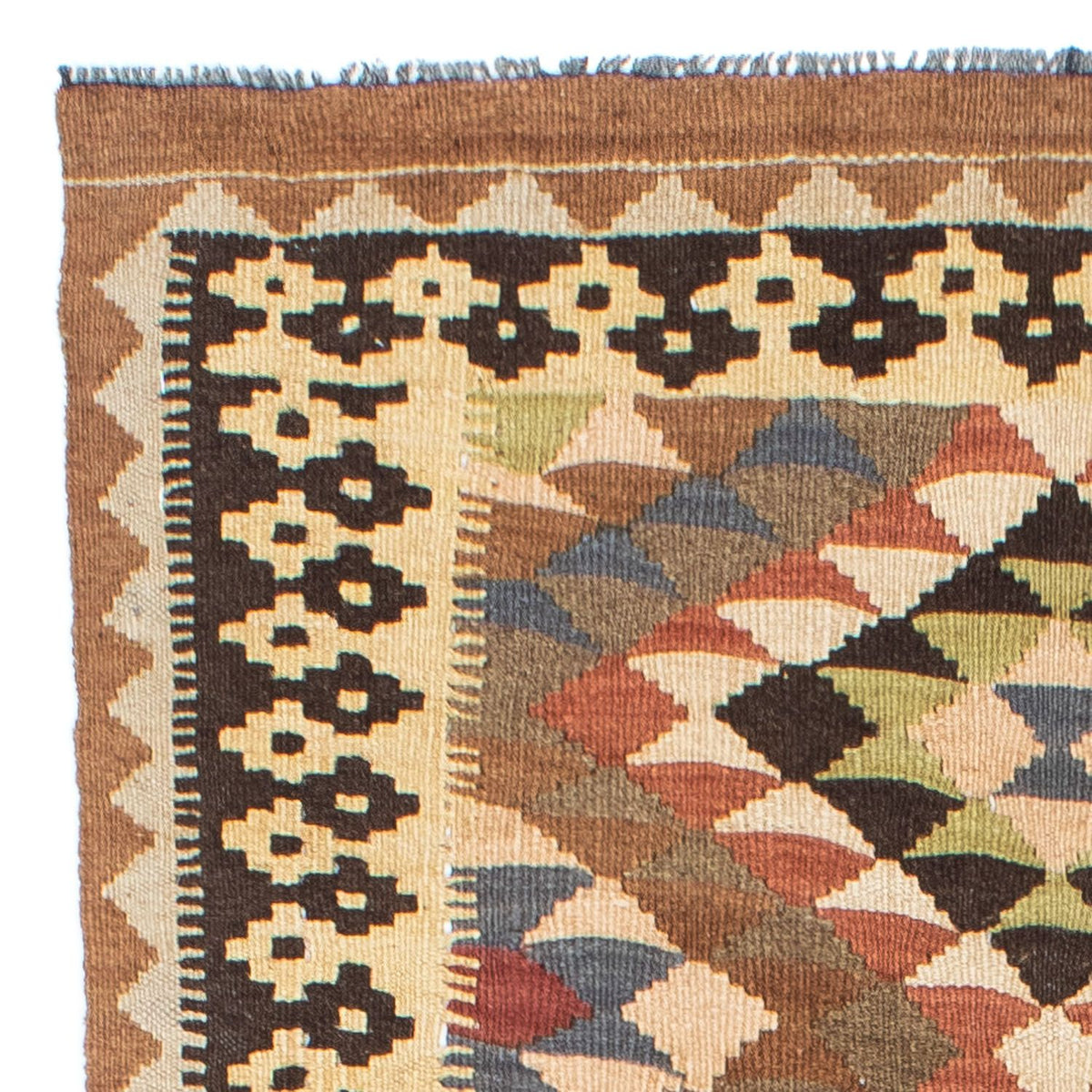 Biegacz Dywan Kelim - Orientalny - 207 x 85 cm - jasnobrązowy