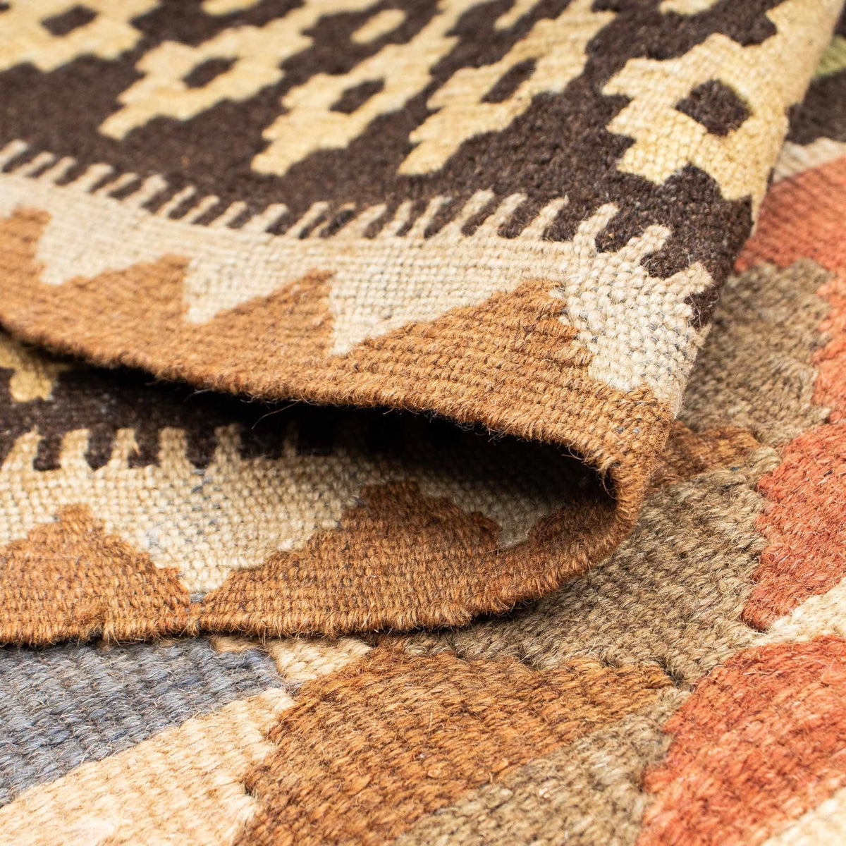 Biegacz Dywan Kelim - Orientalny - 207 x 85 cm - jasnobrązowy