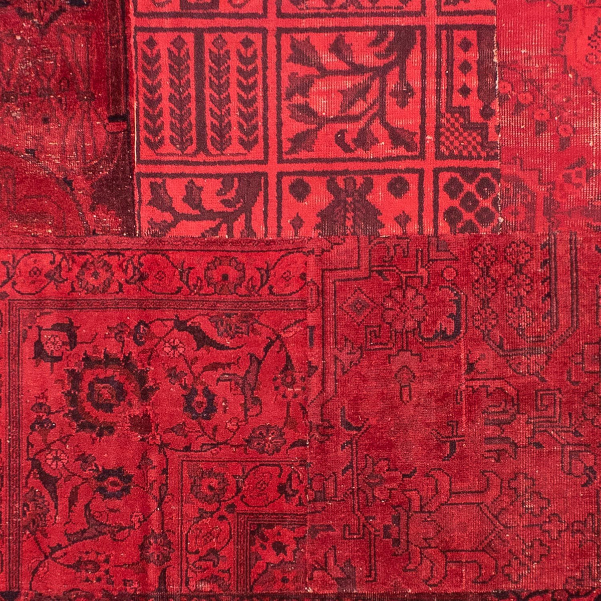 Dywan patchworkowy - 296 x 196 cm - ciemna czerwień