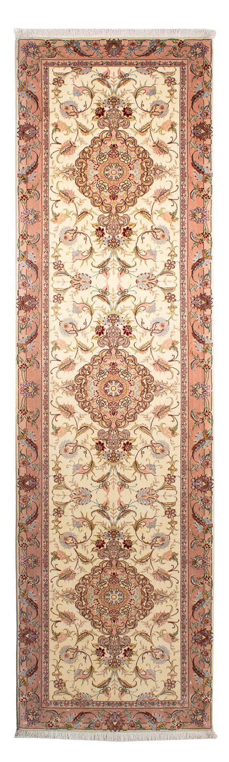 Biegacz Dywan perski - Tabriz - Królewski - 310 x 88 cm - beżowy