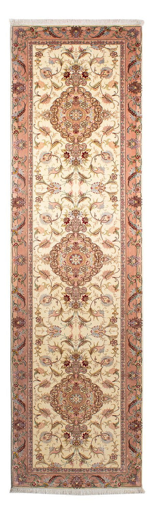 Biegacz Dywan perski - Tabriz - Królewski - 310 x 88 cm - beżowy