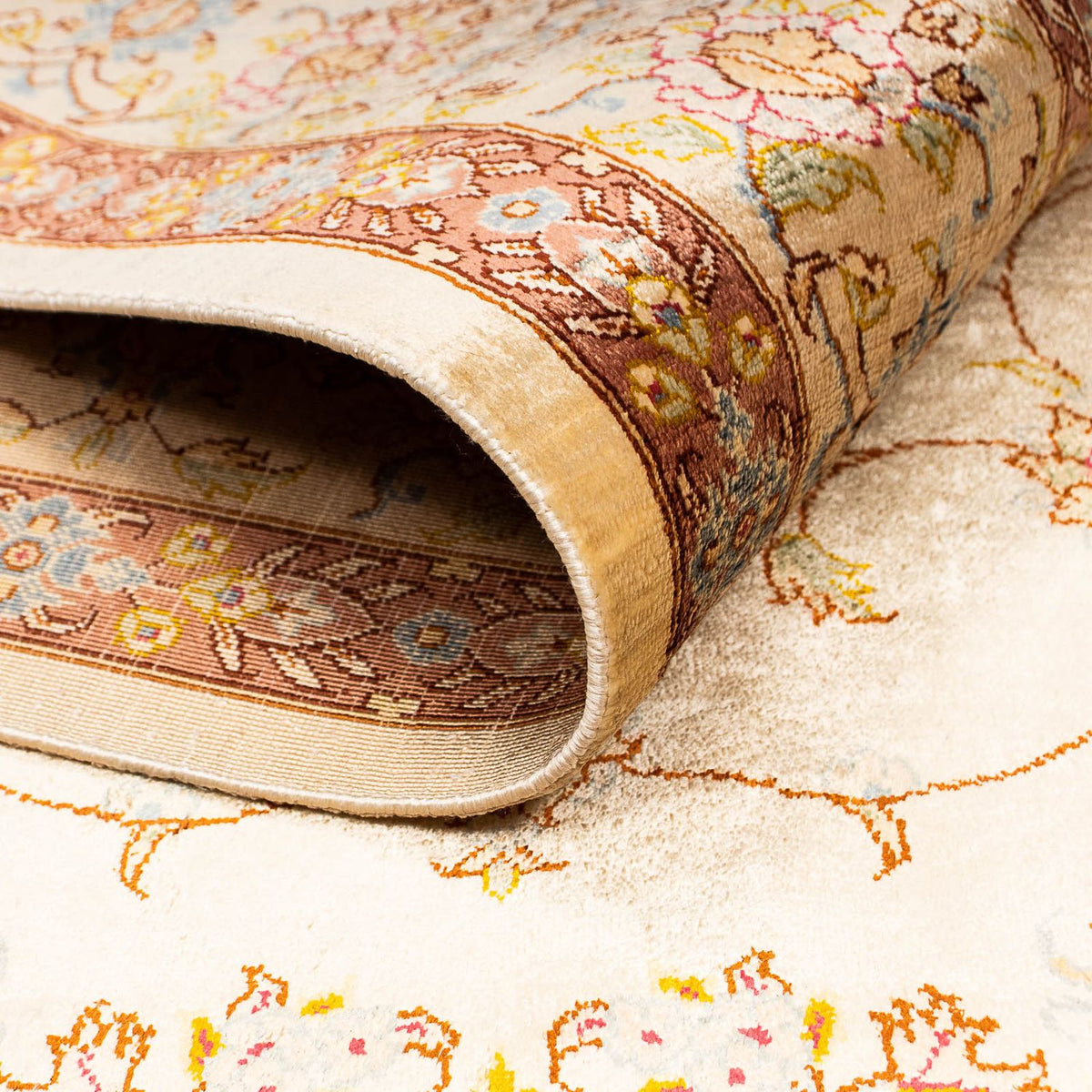 Jedwabny dywan - Ghom Silk - Premium - 188 x 130 cm - beżowy