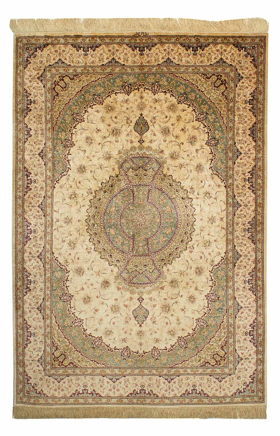 Jedwabny dywan - Ghom Silk - Premium - 197 x 131 cm - beżowy