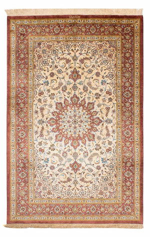 Jedwabny dywan - Ghom Silk - Premium - 200 x 128 cm - beżowy