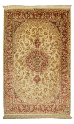 Jedwabny dywan - Ghom Silk - Premium - 210 x 130 cm - beżowy