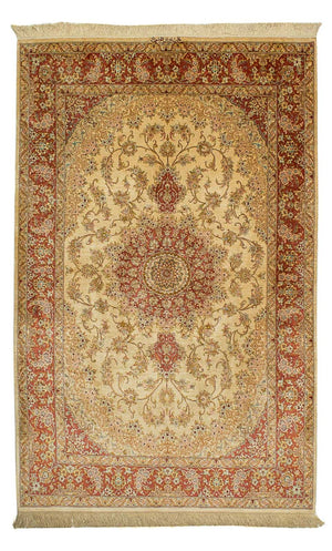 Jedwabny dywan - Ghom Silk - Premium - 210 x 130 cm - beżowy