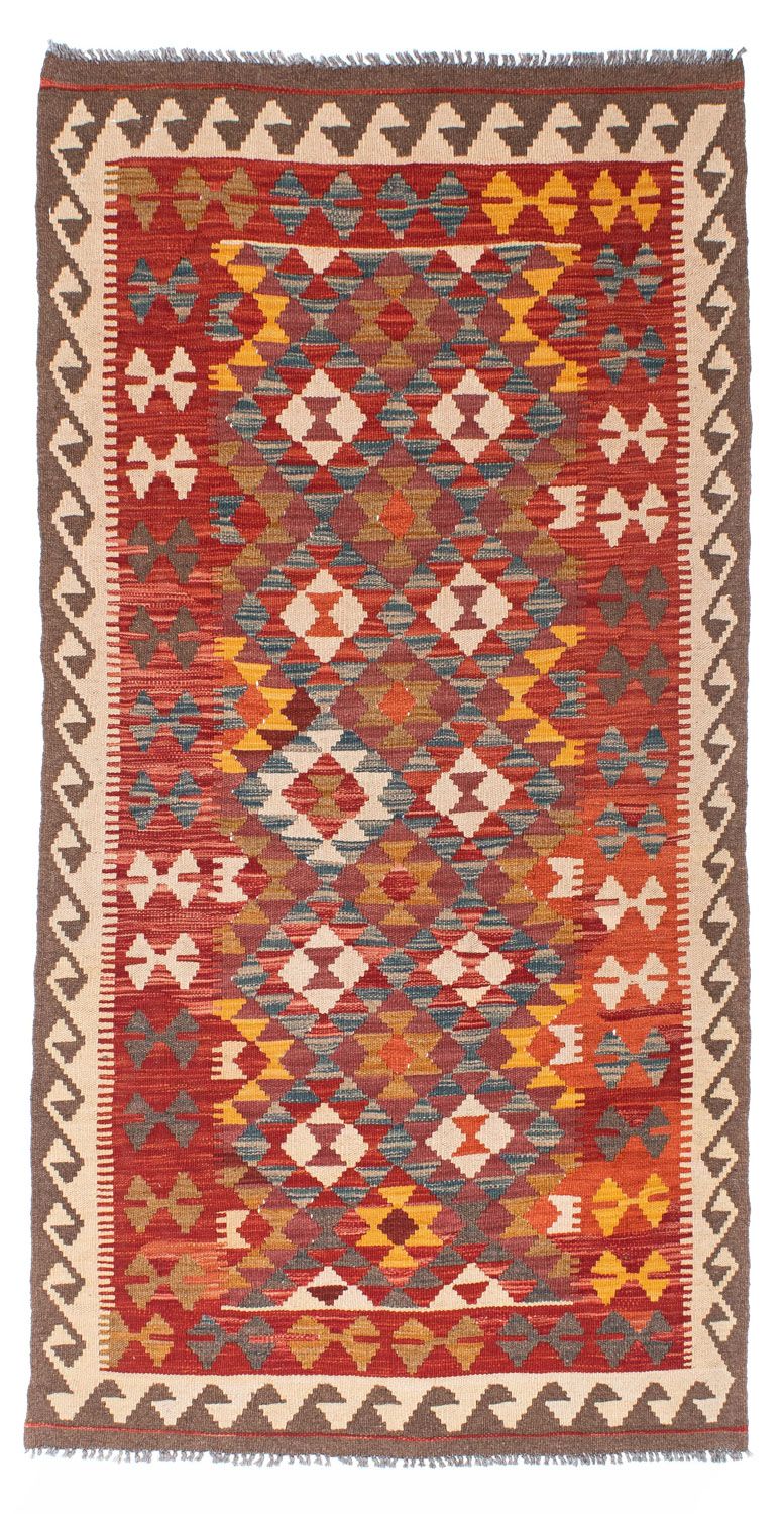 Biegacz Dywan Kelim - Orientalny - 195 x 98 cm - czerwony