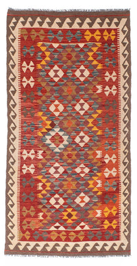 Biegacz Dywan Kelim - Orientalny - 195 x 98 cm - czerwony