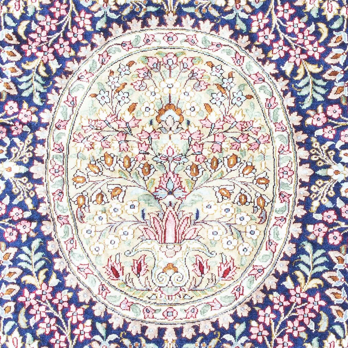 Dywan perski - Ghom - 119 x 82 cm - ciemnoniebieski