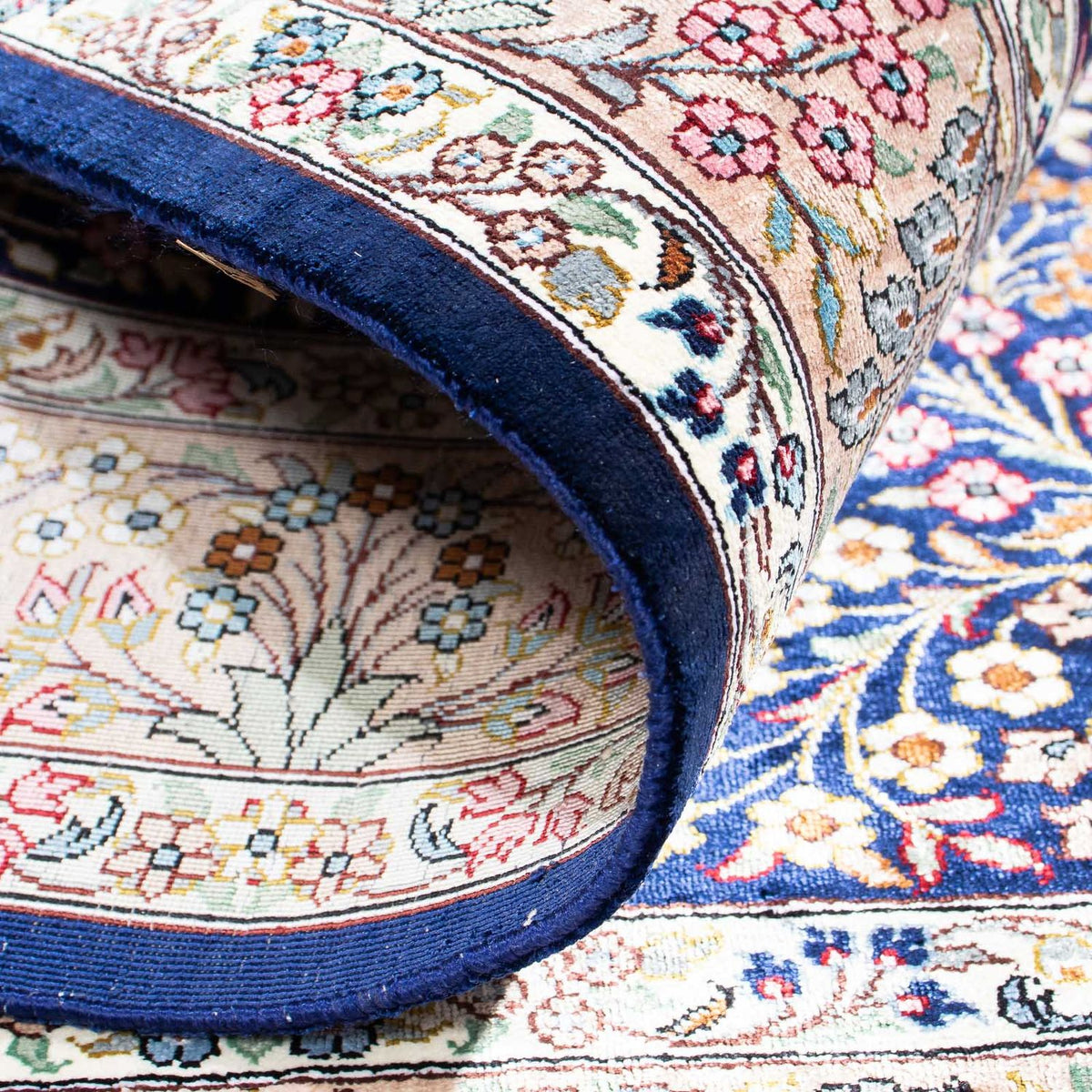 Dywan perski - Ghom - 119 x 82 cm - ciemnoniebieski