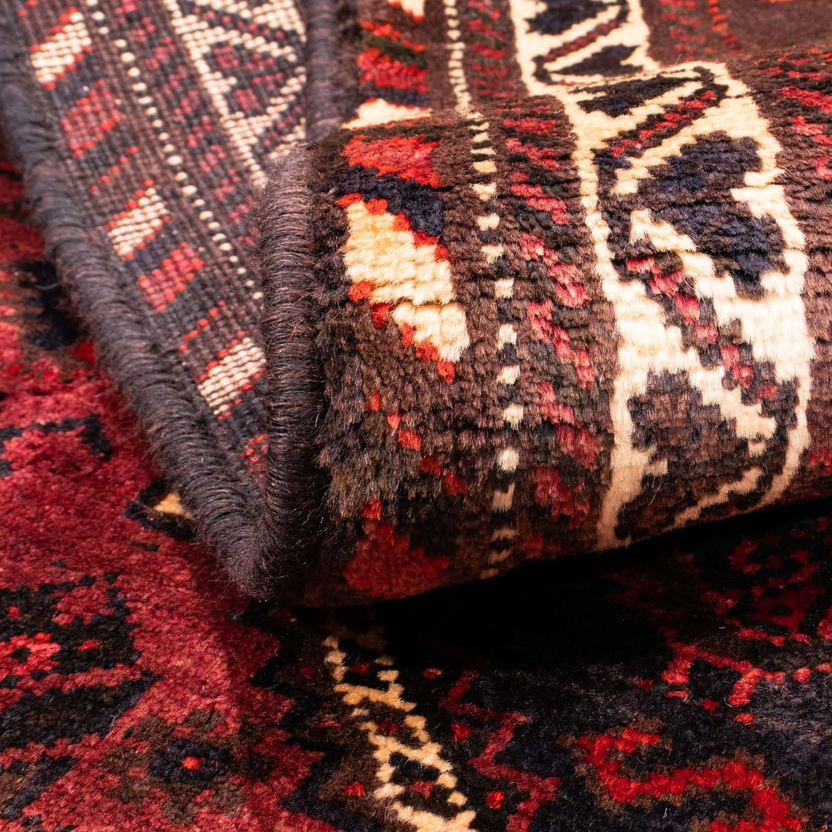 Perski dywan - Nomadyczny - 160 x 112 cm - czerwony