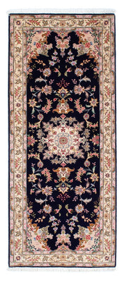Biegacz Dywan perski - Tabriz - Królewski - 200 x 83 cm - ciemnoniebieski