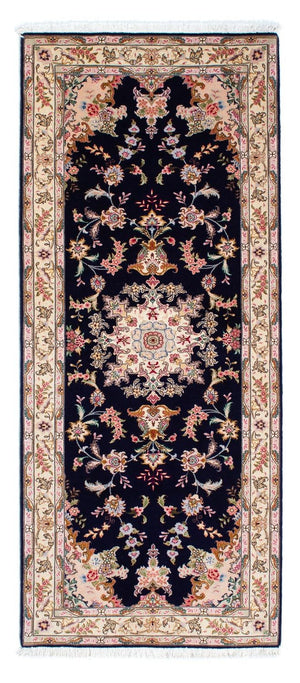 Biegacz Dywan perski - Tabriz - Królewski - 200 x 83 cm - ciemnoniebieski