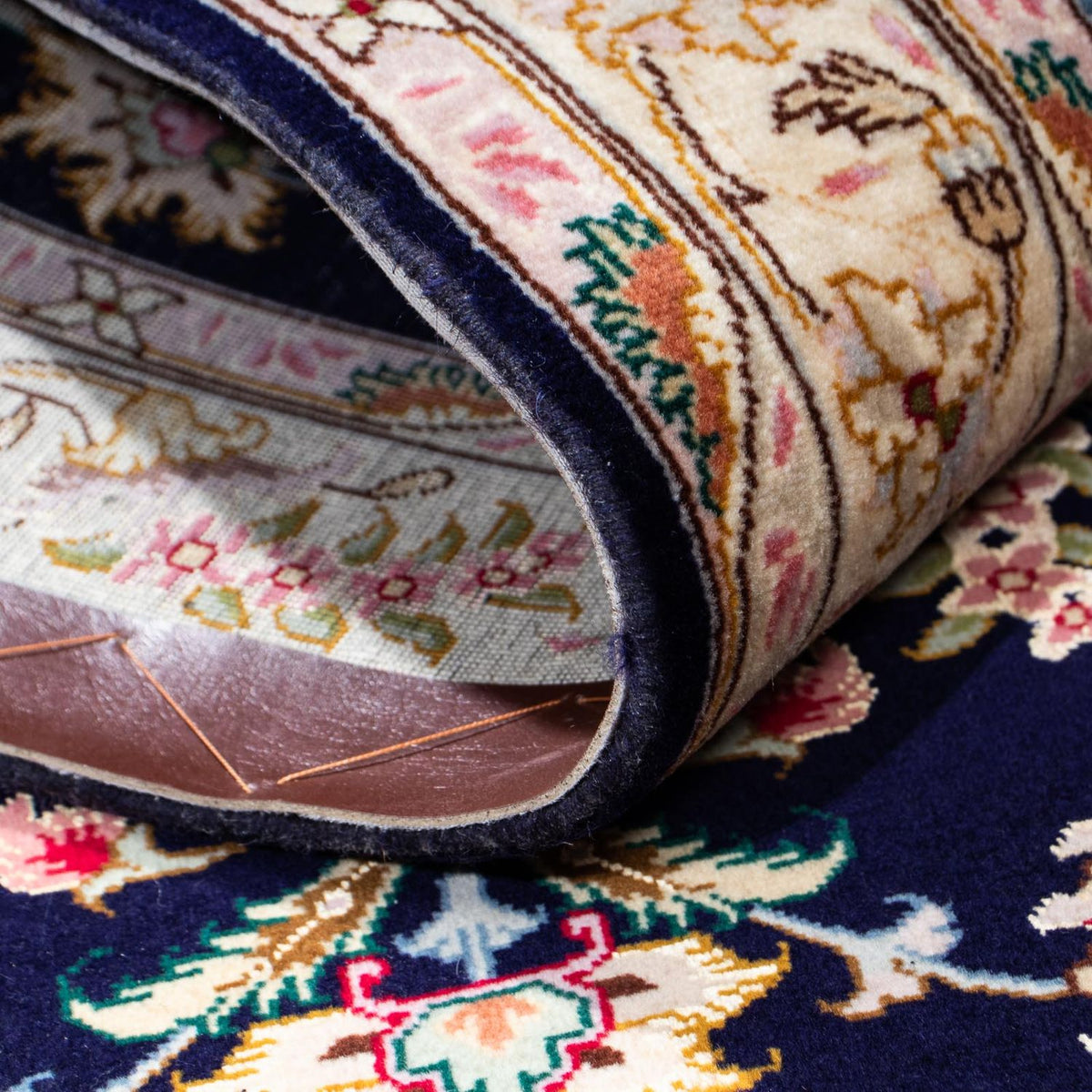 Biegacz Dywan perski - Tabriz - Królewski - 200 x 83 cm - ciemnoniebieski