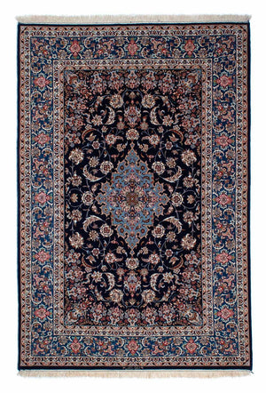 Dywan perski - Isfahan - Premium - 218 x 145 cm - ciemnoniebieski