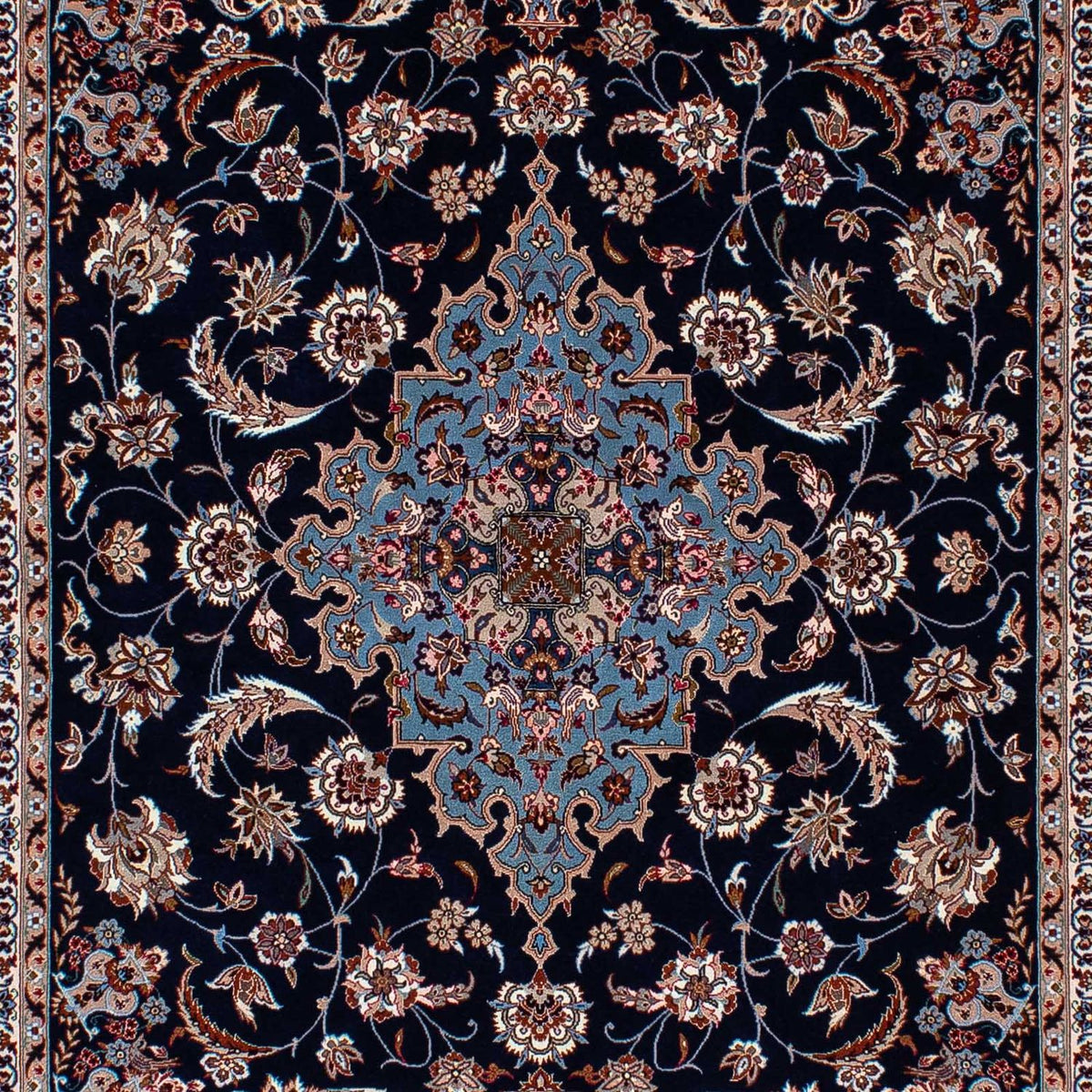 Dywan perski - Isfahan - Premium - 218 x 145 cm - ciemnoniebieski