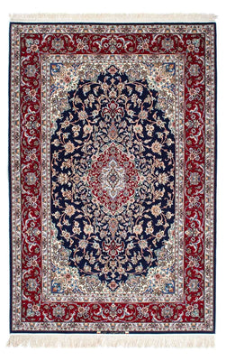 Dywan perski - Isfahan - Premium - 200 x 130 cm - ciemnoniebieski