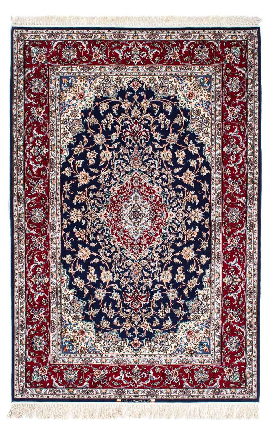 Dywan perski - Isfahan - Premium - 200 x 130 cm - ciemnoniebieski