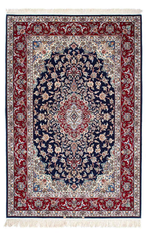 Dywan perski - Isfahan - Premium - 200 x 130 cm - ciemnoniebieski