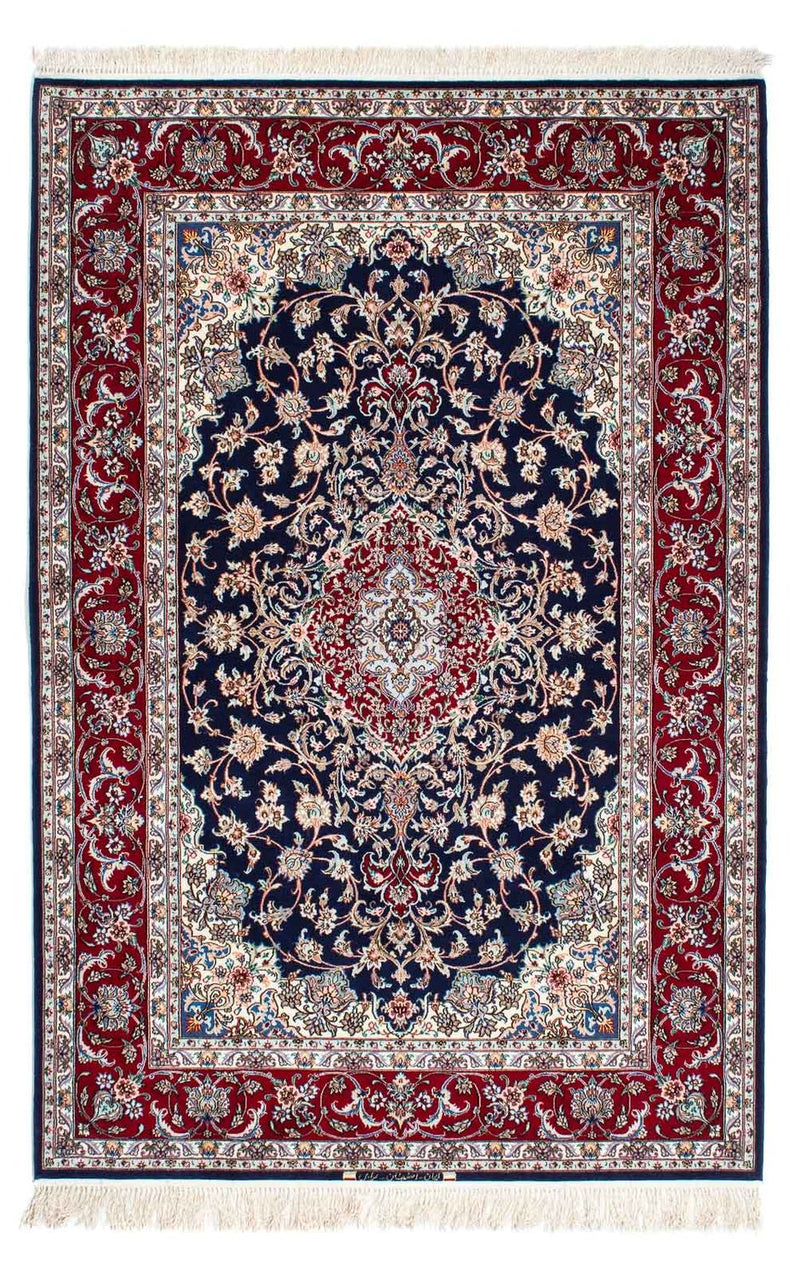 Dywan perski - Isfahan - Premium - 200 x 130 cm - ciemnoniebieski