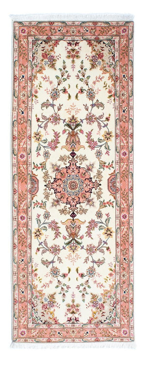 Biegacz Dywan perski - Tabriz - Królewski - 215 x 81 cm - beżowy