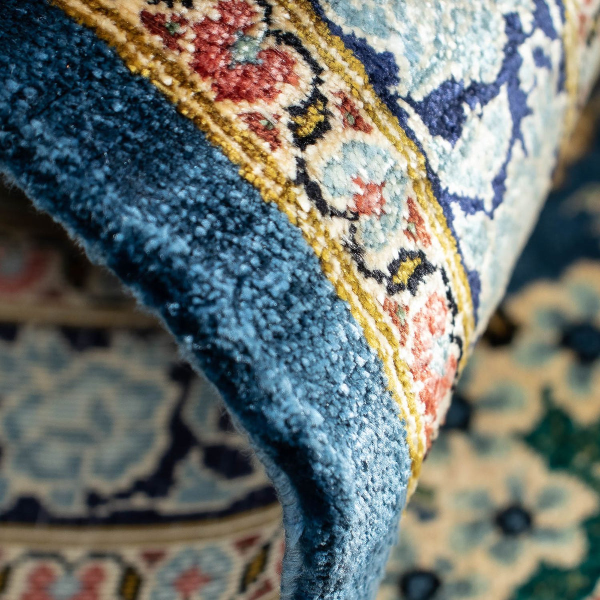 Dywan perski - Ghom - 86 x 58 cm - niebieski