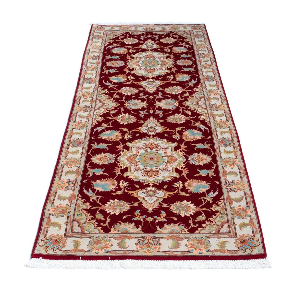 Biegacz Dywan perski - Tabriz - 206 x 78 cm - ciemna czerwień