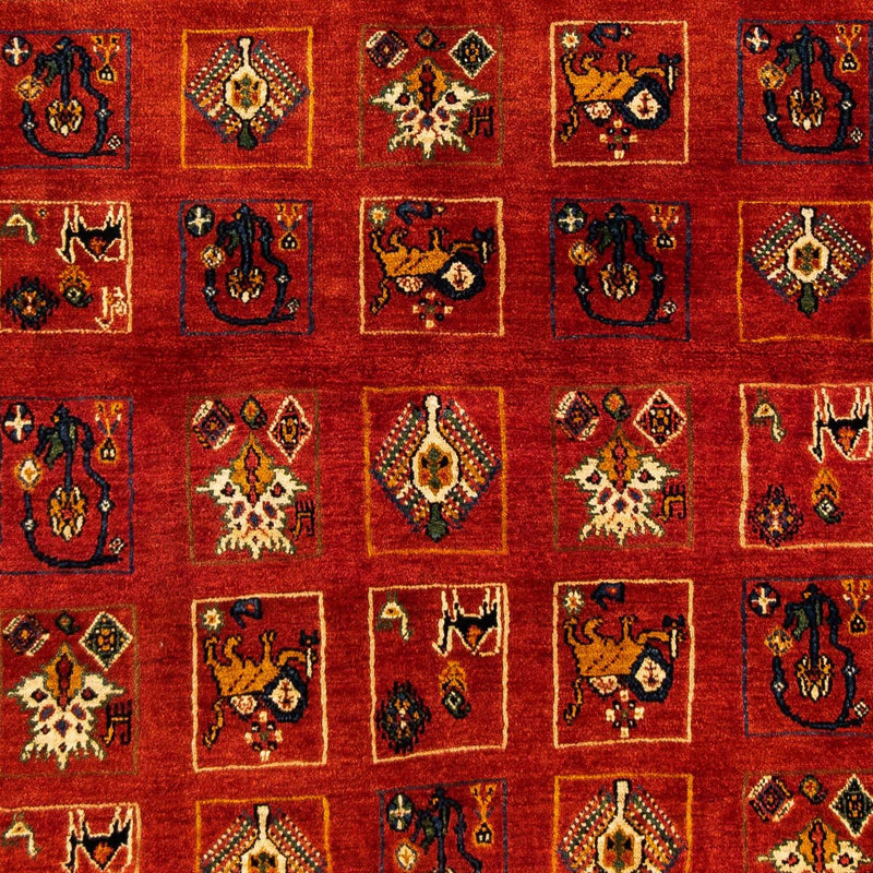 Dywan Gabbeh - Kashkuli perski - 214 x 145 cm - ciemna czerwień