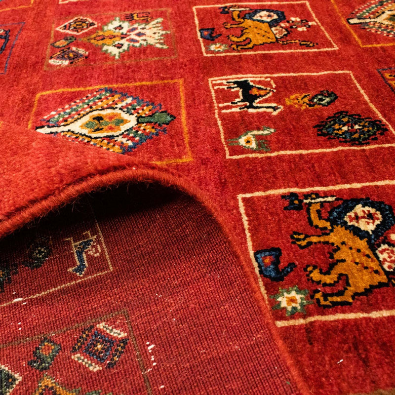 Dywan Gabbeh - Kashkuli perski - 214 x 145 cm - ciemna czerwień