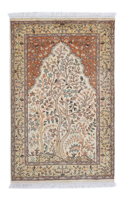 Jedwabny dywan - Kashmir Silk - 124 x 76 cm - beżowy