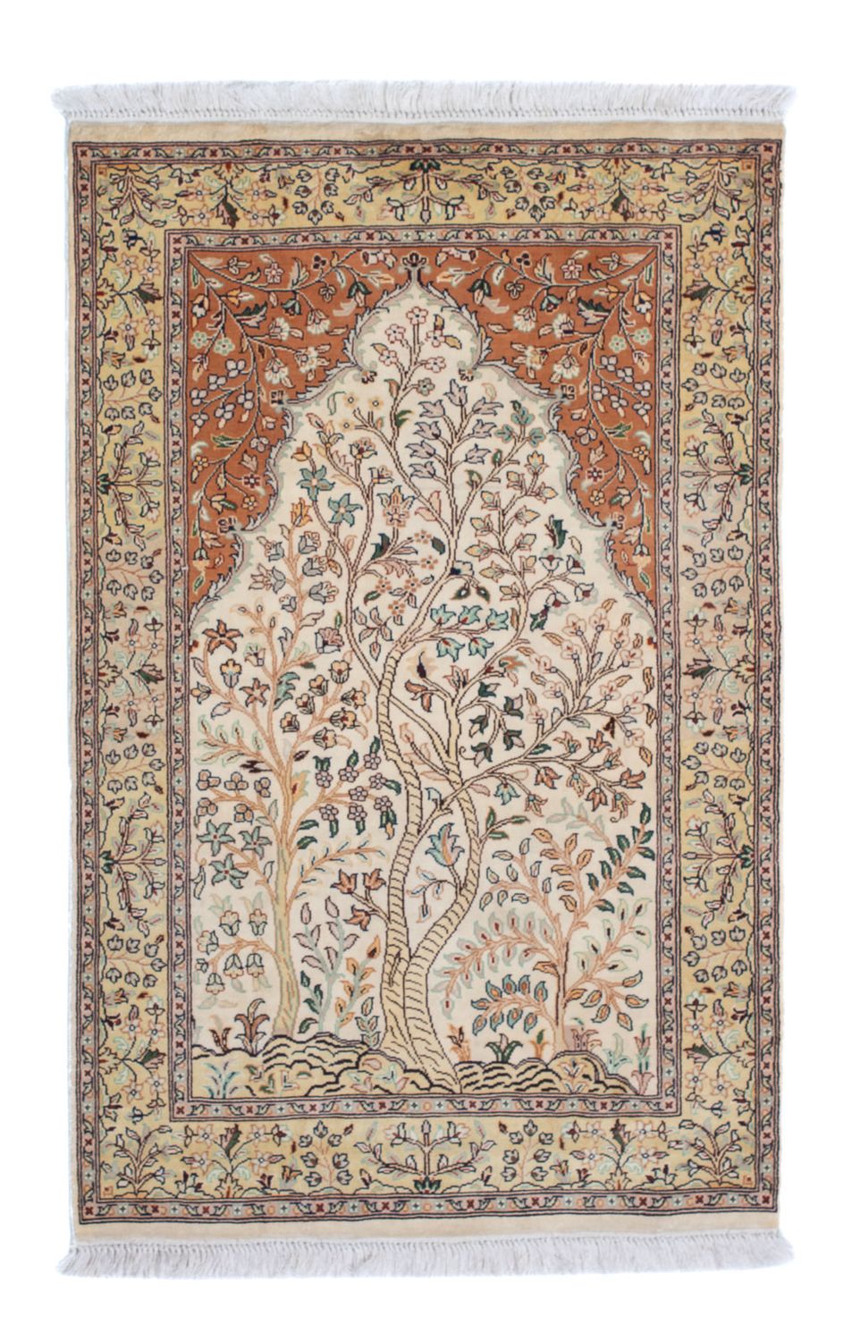 Jedwabny dywan - Kashmir Silk - 124 x 76 cm - beżowy